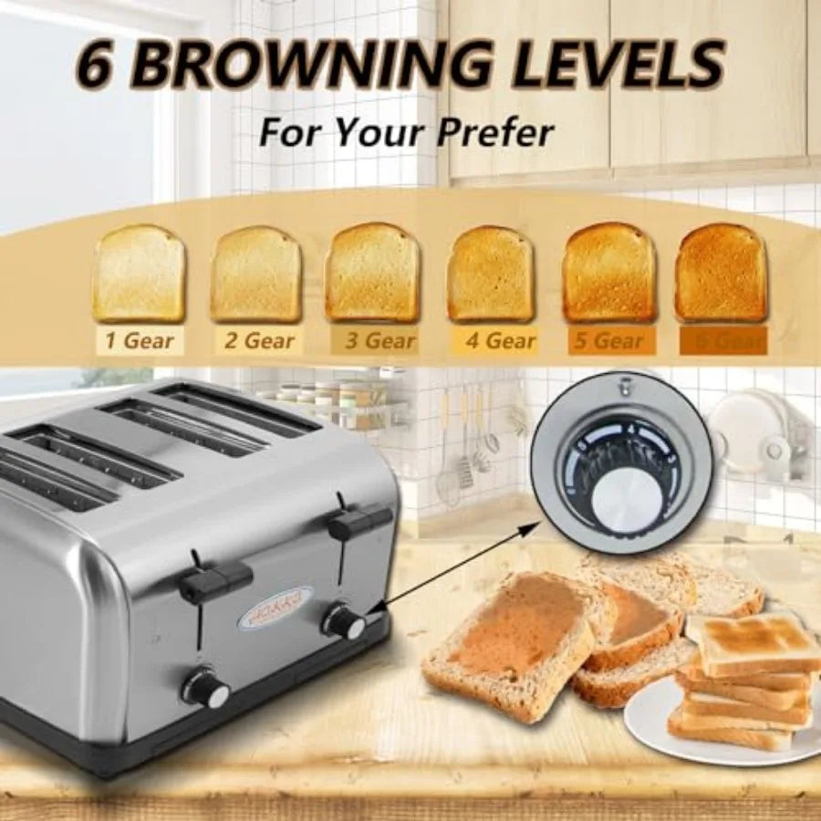 Commercial 4-Slice Toaster for Restaurant and Cafe Use Hamburger Buns Bagels and Bread/Automatic Pop