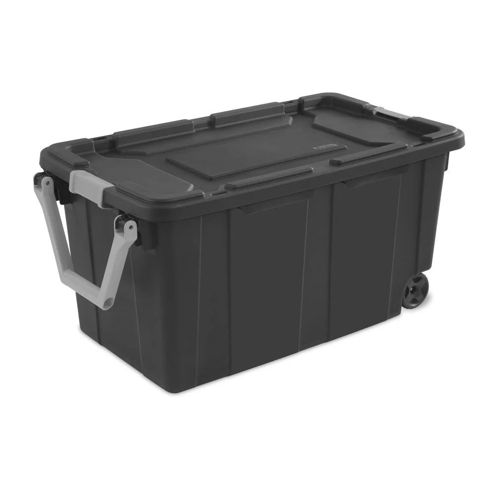 Extra Large 40 Gallon Wheeled Storage Bin Durable Plastic Container with Drip Resistant Lid