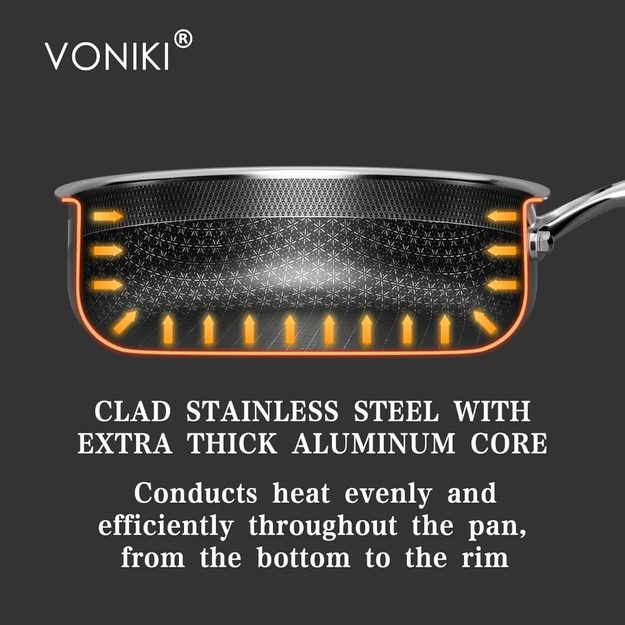 Hybrid Triply Stainless Steel Cookware Set Pots And Pans Set Non Stick with Steamer Basket Non Toxic