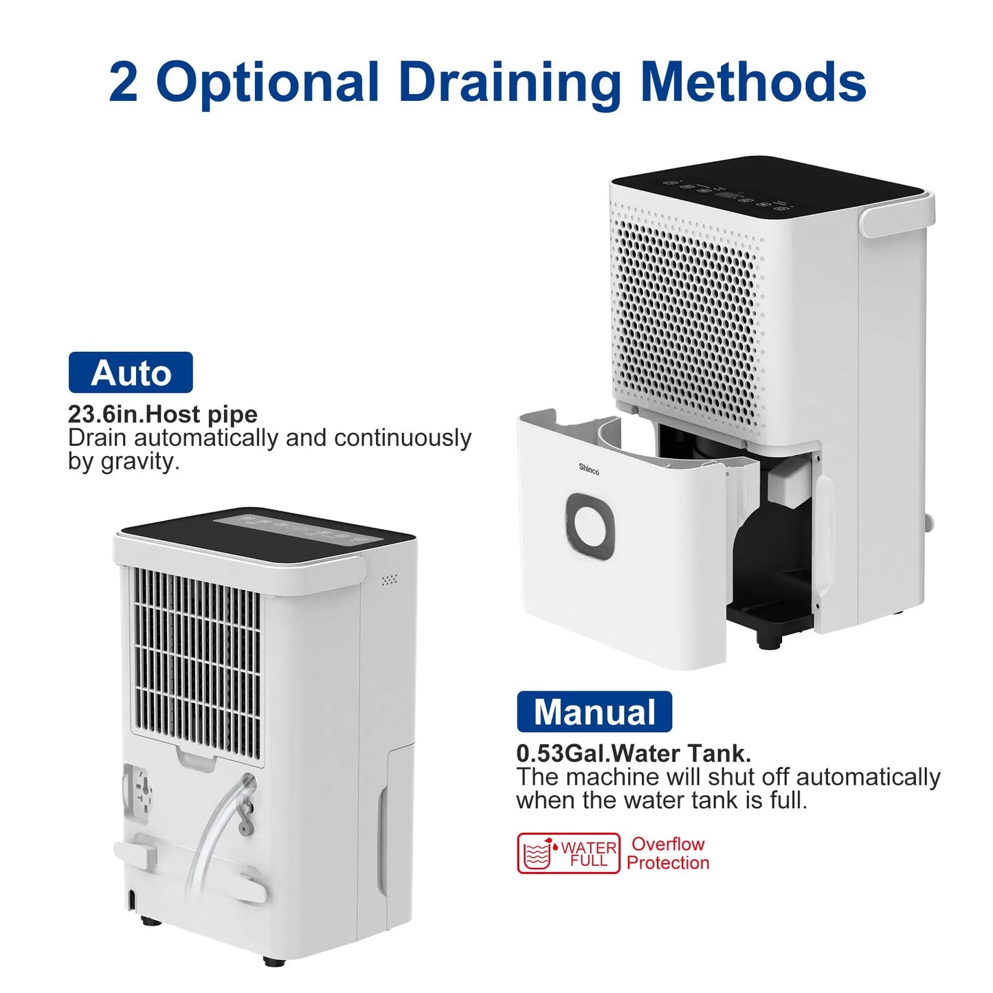 Shinco 30 Pints Dehumidifier for Home and Basements, 1500 Sq.Ft Dehumidifiers with Drain Hose