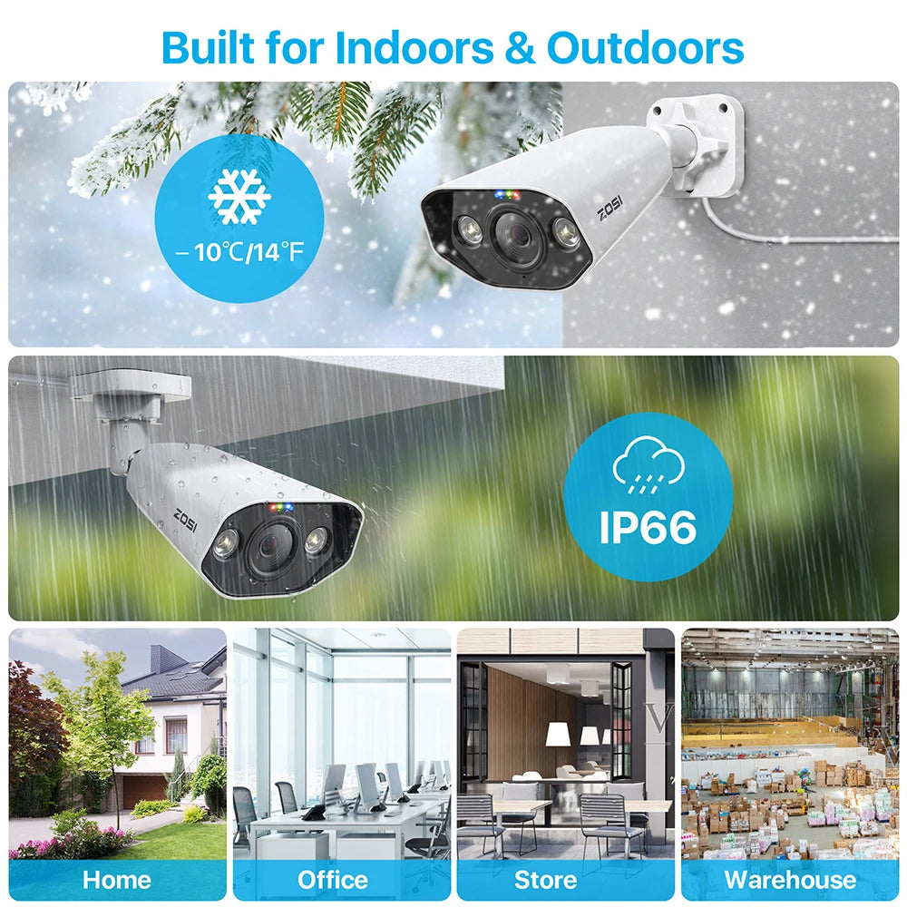ZOSI 8CH 4K PoE CCTV Security Camera System 8MP/5MPSuper HD Outdoor IP Cameras AI Starlight/Night
