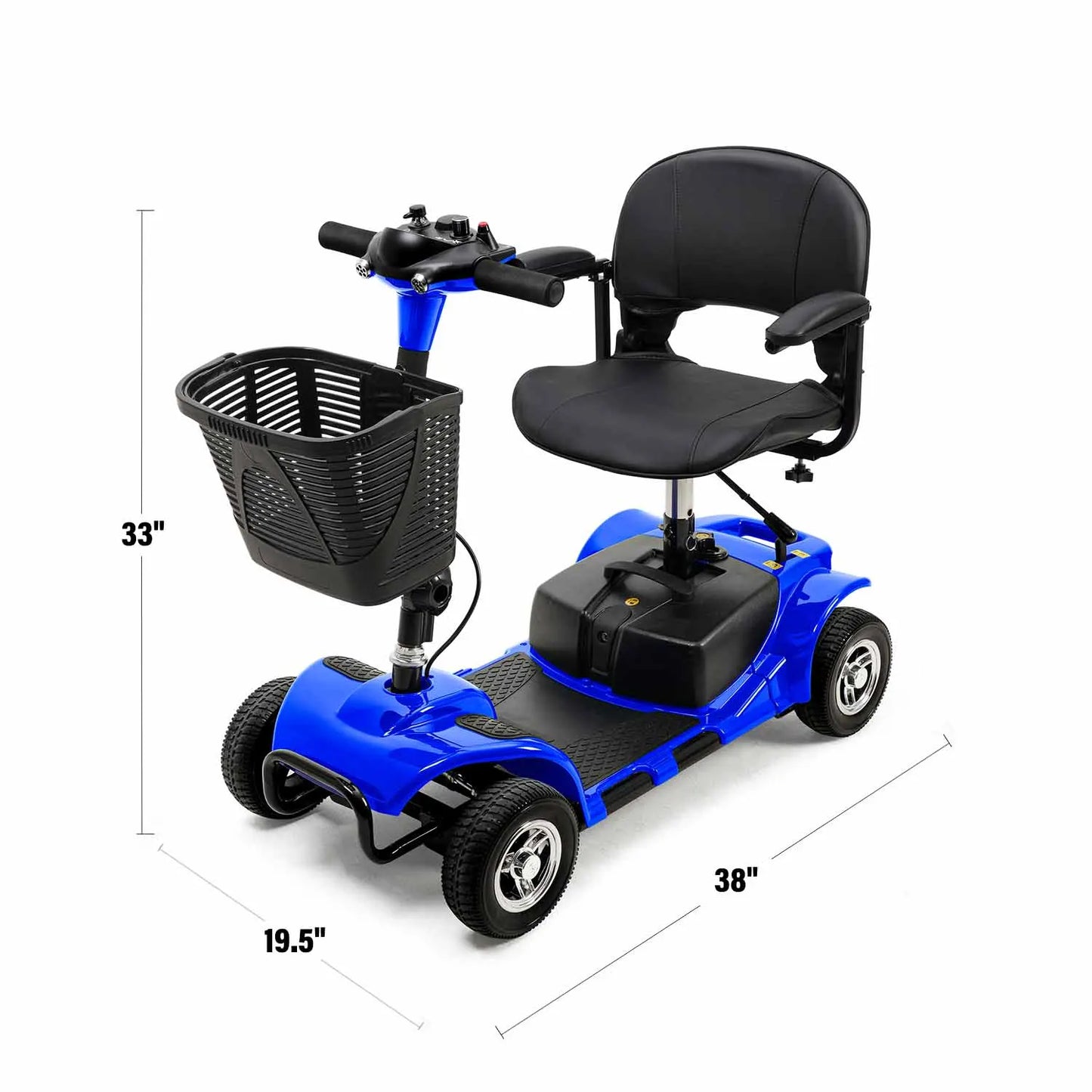 4 Wheels Mobility Scooter Foldable Electric Car Power Wheelchair w/Light Basket Collapsible Compact