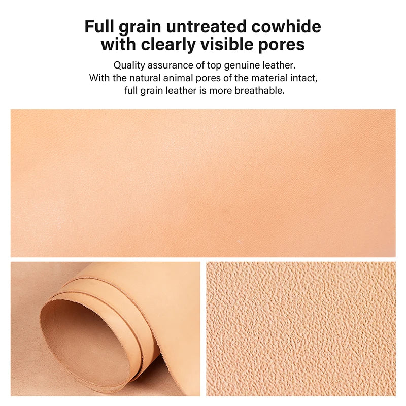 WUTA Full Grain Drum Dyed Vegetable Tanned Cowhide Skin Pre-cut Vachetta Leather Genuine Leather