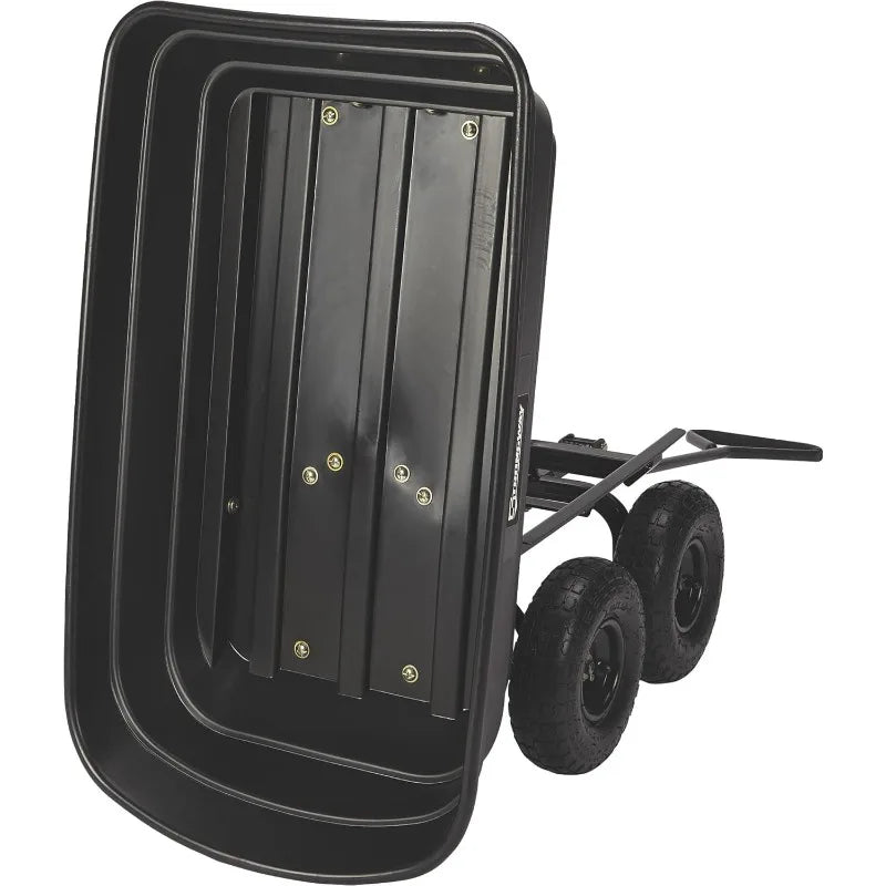 Poly Garden Dump Cart with Quick Release Mechanism, 600 Pound Capacity Yard Cart with 10 Inch Tires