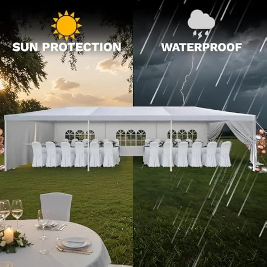 10x30 FT Heavy Duty Party Tent - Waterproof Outdoor Canopy for Weddings, Events & Backyard, White