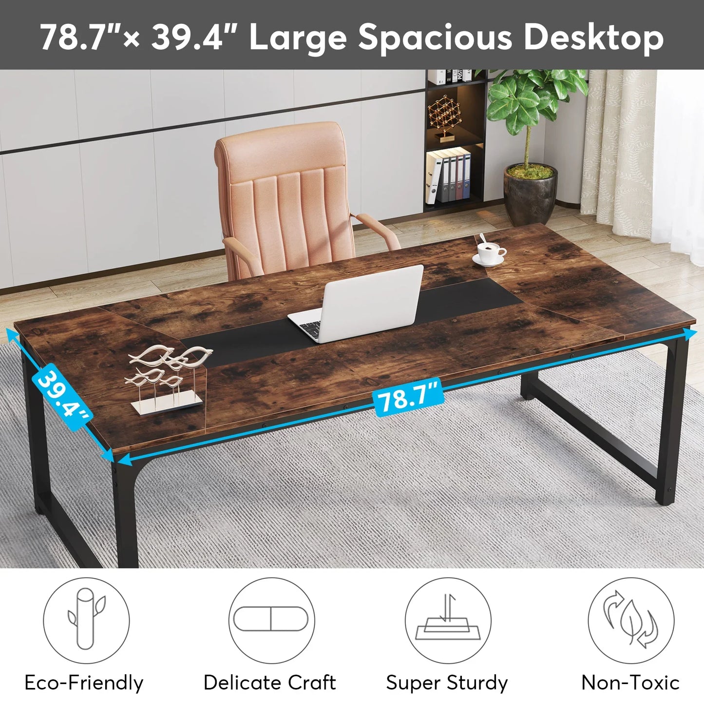Tribesigns Modern Computer Desk 70.8 inch Large Executive Office Desk Study Writing Desk Workstation