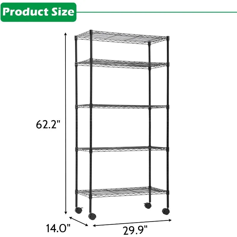 Storage Shelves 2100Lbs Capacity, 6-Shelf on Casters 48" L×18" W×72" H Commercial Wire Shelving Unit