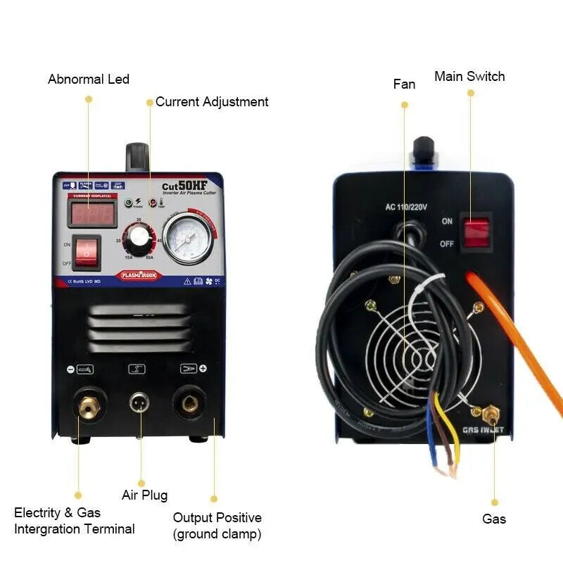 Professional Plasma Cutter Cut50 IGBT Portable HF DC Cutting 1/2" Iron/220V or 110/220V+/-15%