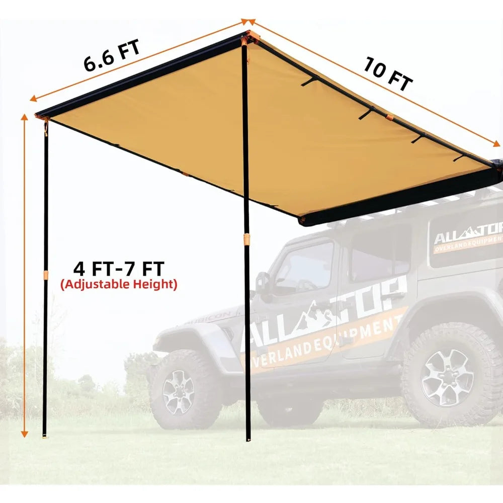 Vehicle Awning Roof Rack Pull-Out Sun Shade UV50+, Weatherproof 4x4 Side Awning