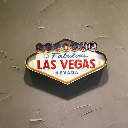 Neon Sign Vintage Metal LED Lights Wall Decor - Welcome to Fabulous Las Vegas Nevada