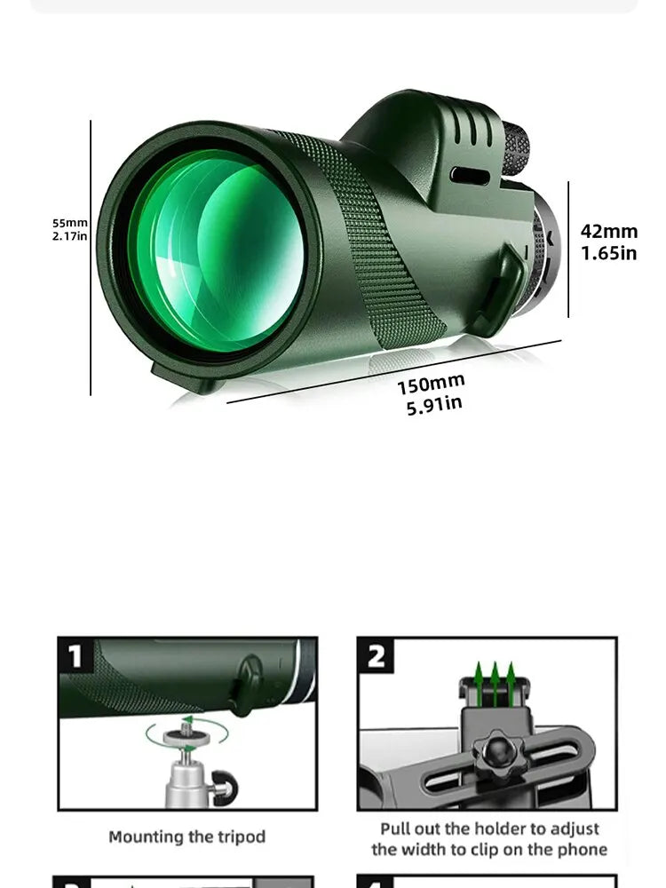 Portable Zoom HD 5000M Telescope Folding Long Distance Mini Powerful Telescope for Hunting Sports