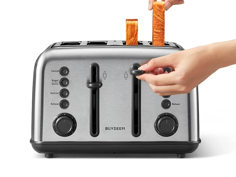 T640 4-Slice Toaster,Extra Wide Slots, Retro Stainless Steel with High Lift Lever, Bagel and Muffin