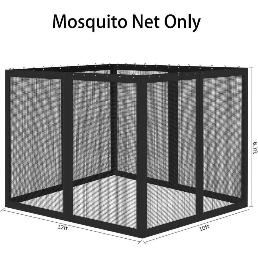 10' x 12' Outdoor Mesh Netting Screen 4-Panel Sidewall/Gazebo Universal Replacement Mosquito Netting