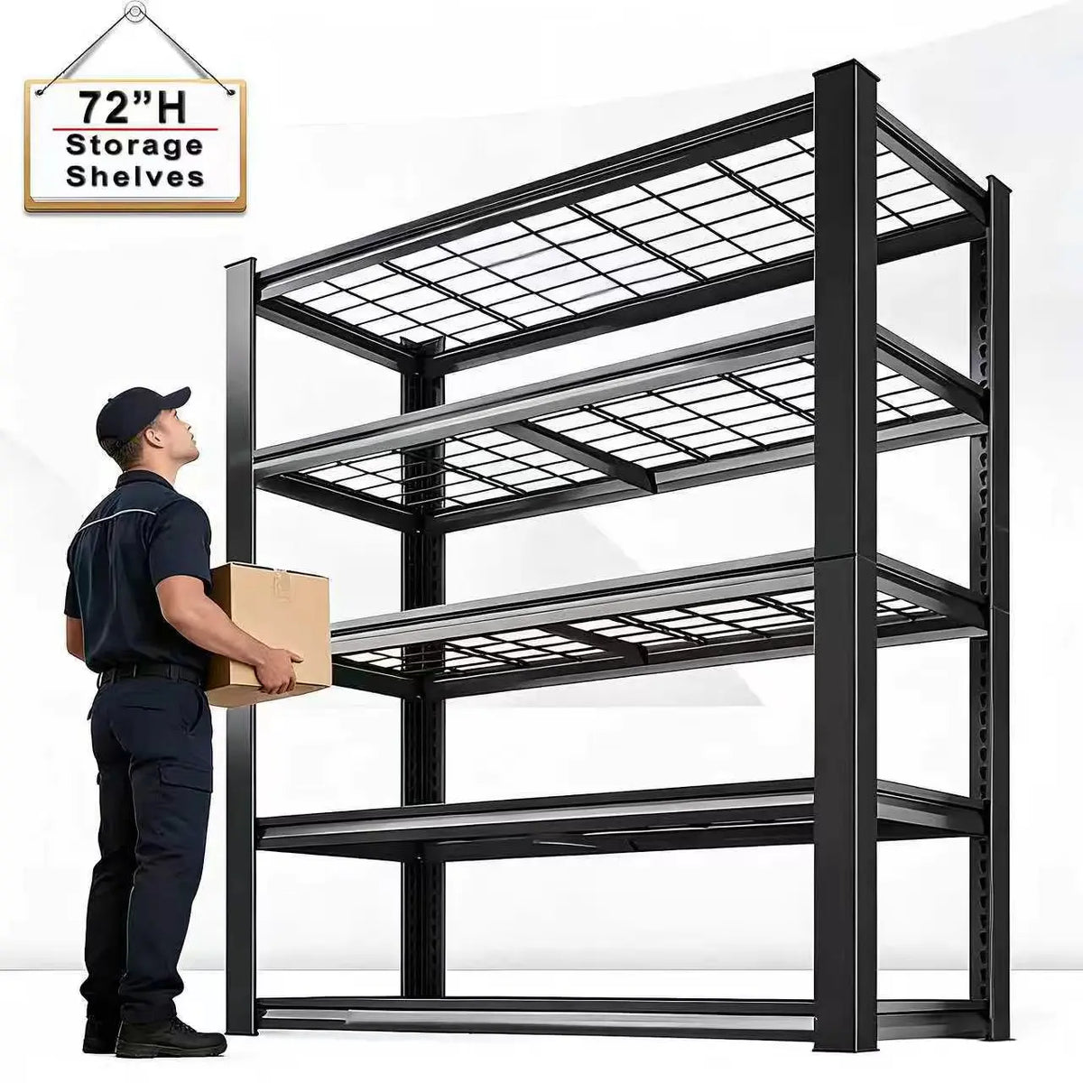 Nnovaroom  72" Adjustable Metal Double Layer Column Shelving, Commercial Grade Utility Rack