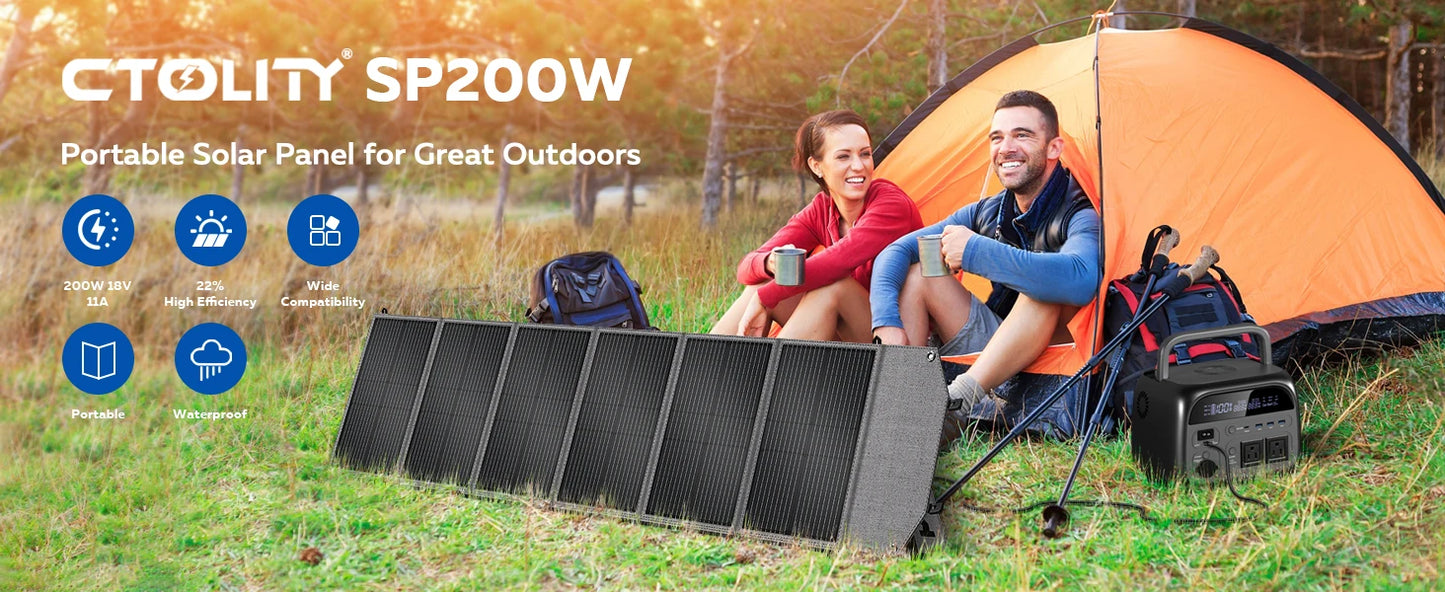 CTOLITY AP400 500W Portable Power Station 345.6Wh LiFePo4 Battery 100W 200W Solar Panel