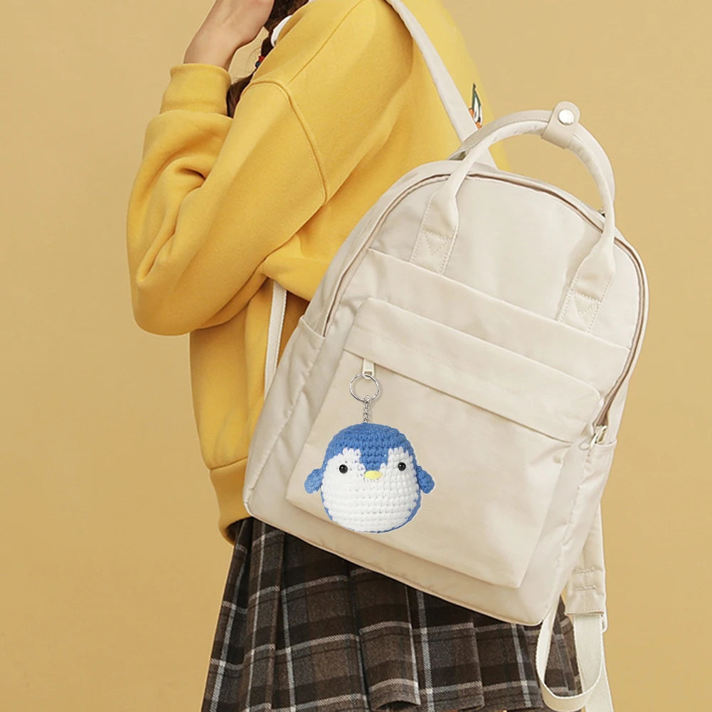 3Pcs Beginner Crochet Kit Frog/Owl/Penguin Cute Animal Crochet Set Cute with Detailed Tutorials for Beginners Adults Kids