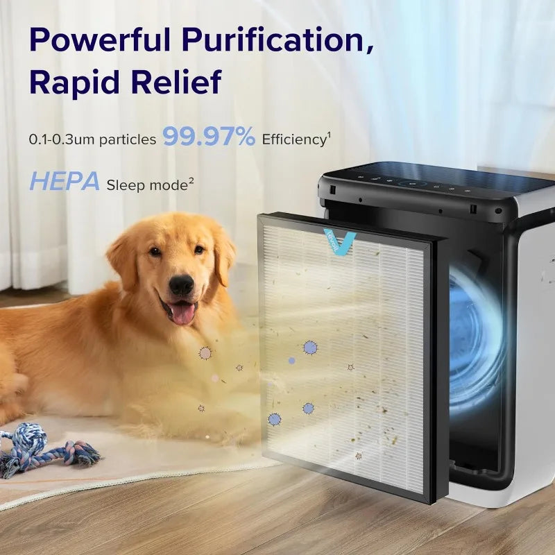 LEVOIT Air Purifiers/ Up to 1800 Ft² /1 Hr w/Washable Filter,Air Quality Monitor,Smart WiFi,Pet Hair