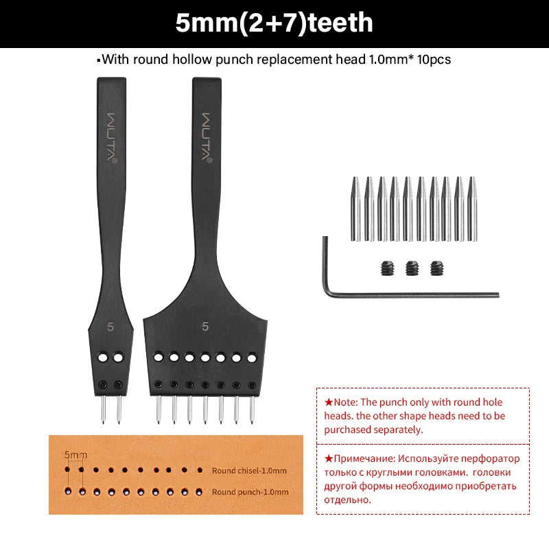 WUTA 3G Leather Punches Head Pricking Iron Removable Diamond Olive Round Hole French Style