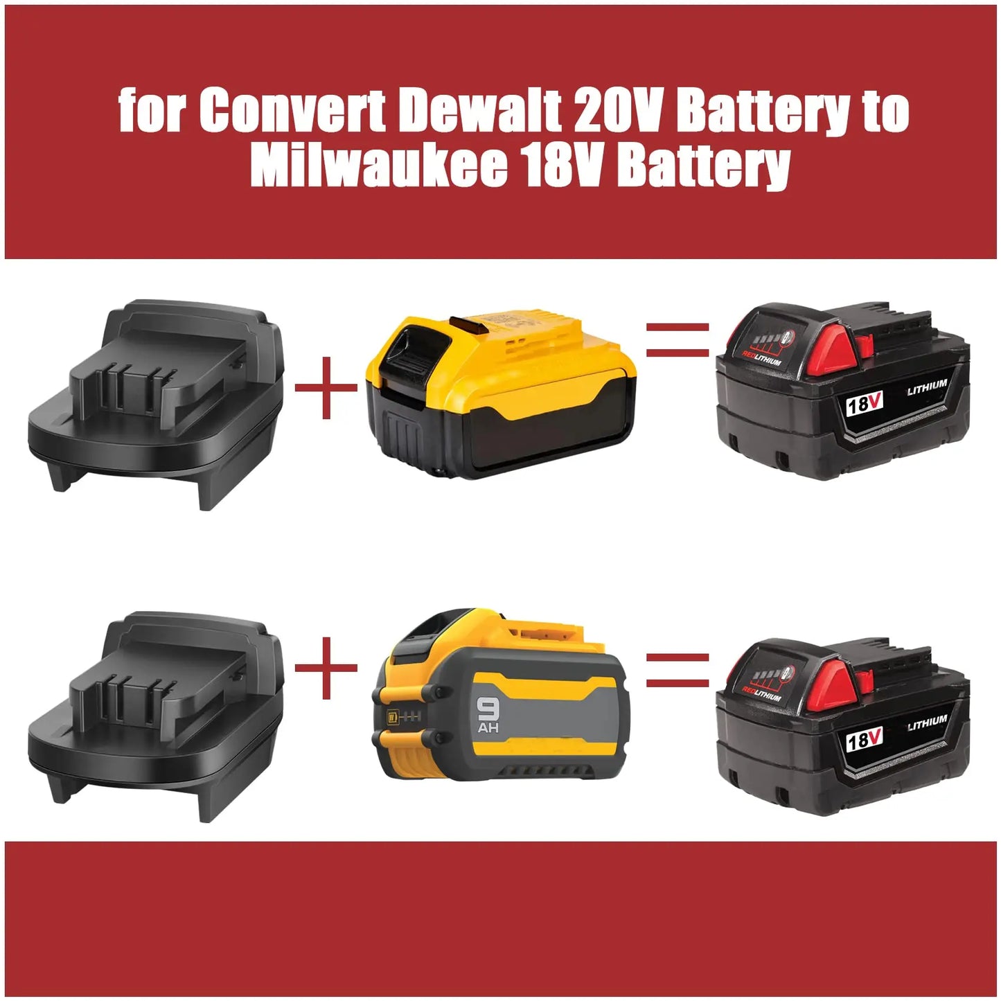 Li-ion Battery Adapter DeWalt to Makita/Bosch/Milwaukee M18 Hitachi/Metabo/AEG/RIDGID/DEVON/Worx