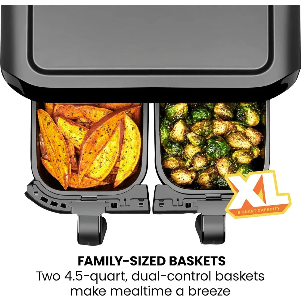 Chefman Maximize The Healthiest Meals W/ Double Basket Capacity Air Fryer Oil Free Fryers