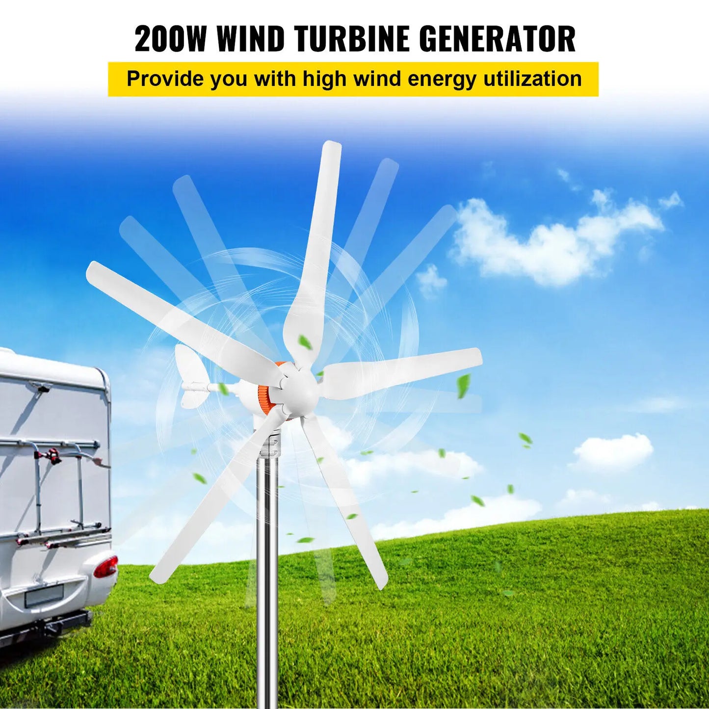 VEVOR Wind Turbine Generator 500W 5 Blades W/MPPT Controller Windmill RV Yacht Farm Wind Generator