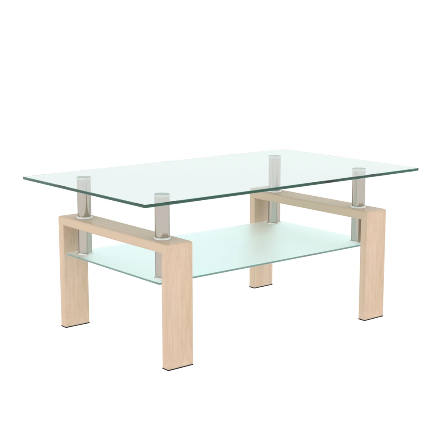 Rectangle Black Glass Coffee Table, Clear Coffee Table, Modern Side Center Tables/Furniture