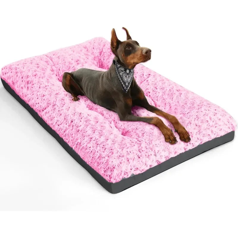 Washable XL Dog Bed Crate Mat 42 inch Comfy Kennel Pad Anti-Slip for Dogs Up to 90 lbs, 42" x 28"