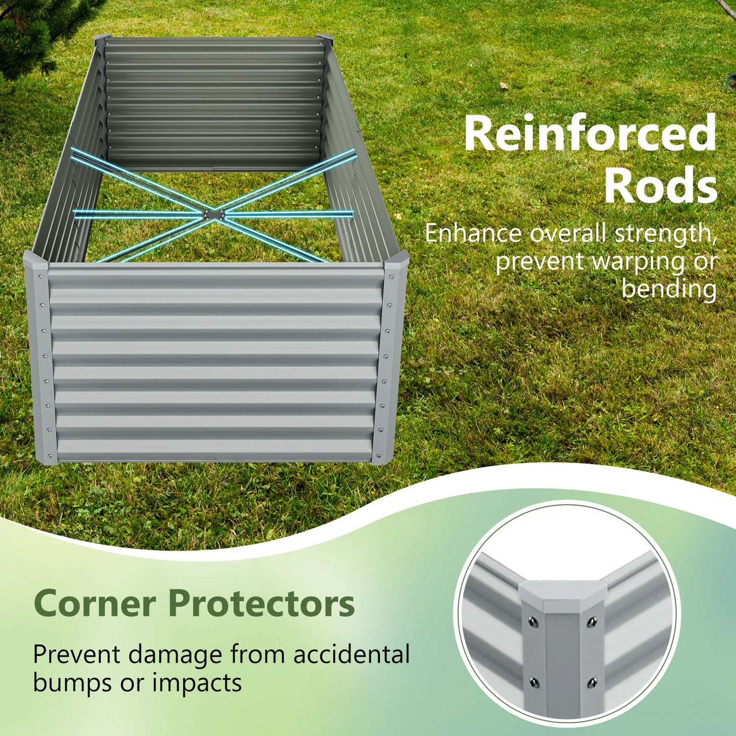 Raised Garden Bed Large Metal Planter Box Kit for Vegetable Herb 6' x 3' x 2'