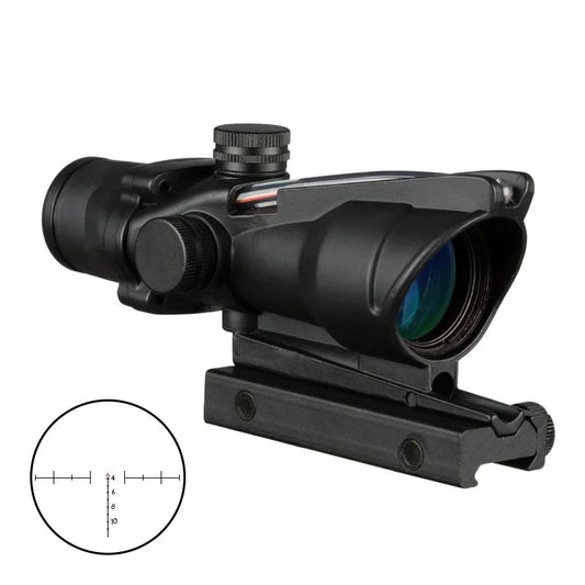 4X32 Hunting Riflescope Real Fiber Optics Green/Red Dot Illuminated Etched Reticle Tactical Sight