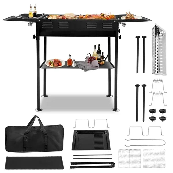 Outdoor BBQ Portable Charcoal Grill, Foldable BBQ Grill, Garden Backyard Party Picnic