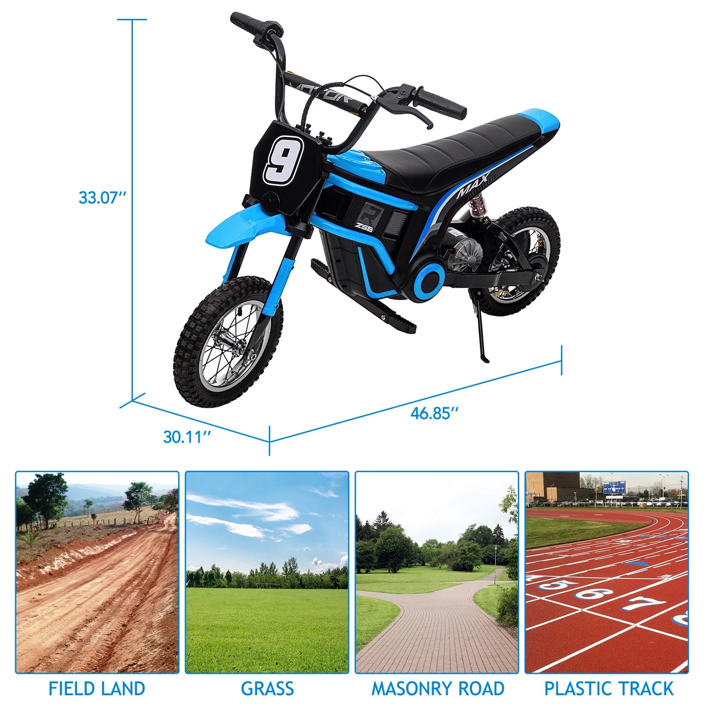 Kids Dirt Bike, 350W Electric Motorcycle Up to 14.29MPH, 24V Battery, 2-Speed Modes - Ages 8-14