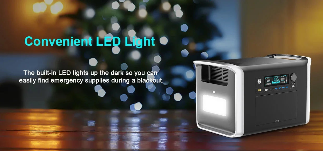 Camping Equipment Portable Power Station 2048WH Power Bank LiFePO4 Battery 2400W Emergency Power