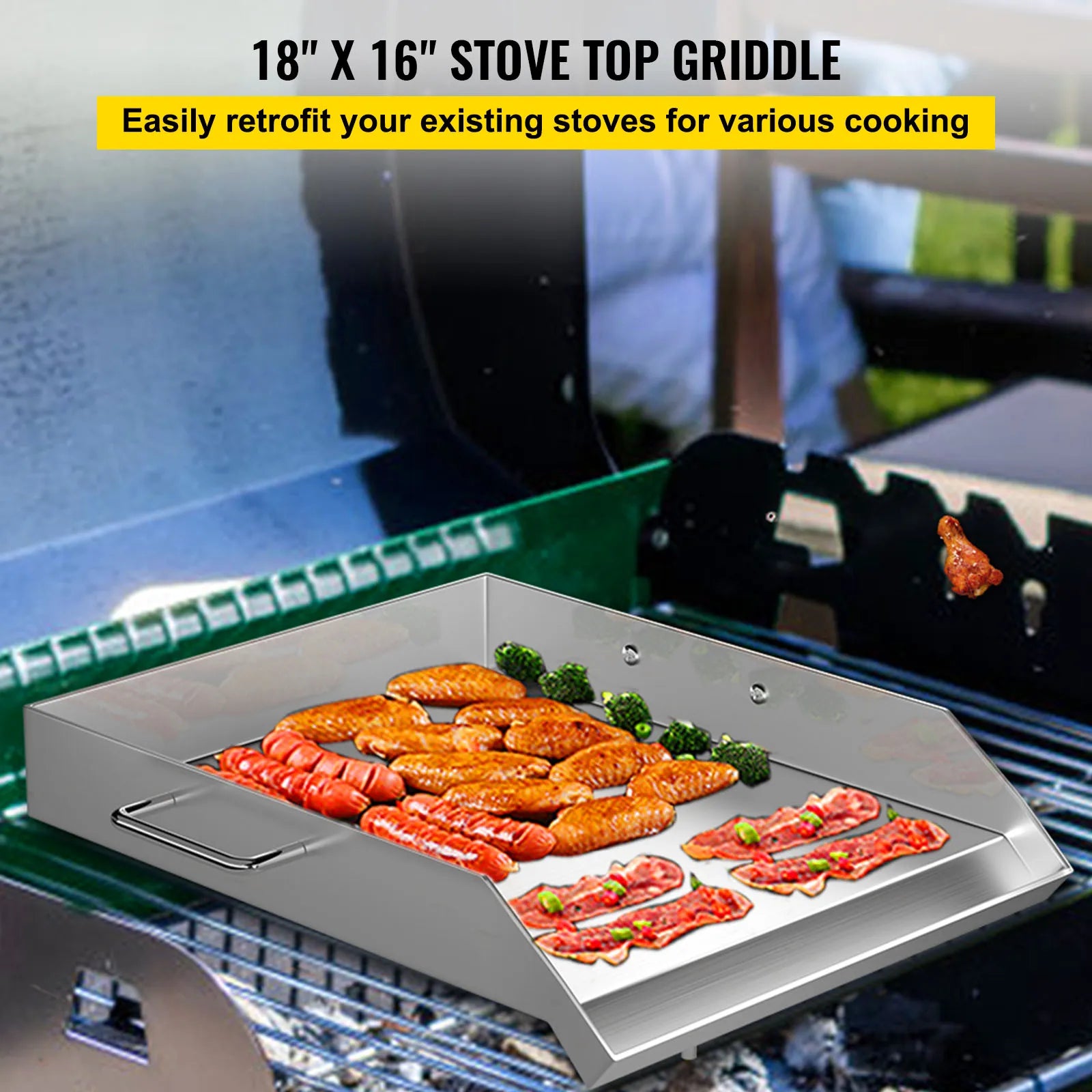 VEVOR Stainless Steel Griddle,18X16 In Universal Flat Top Rectangular Plate - My Store