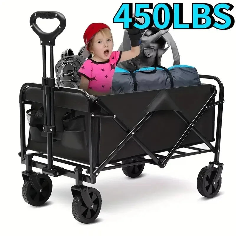Wagon Cart Foldable Heavy Duty Utility Cart for Groceries, Sports, Gardening, Shopping