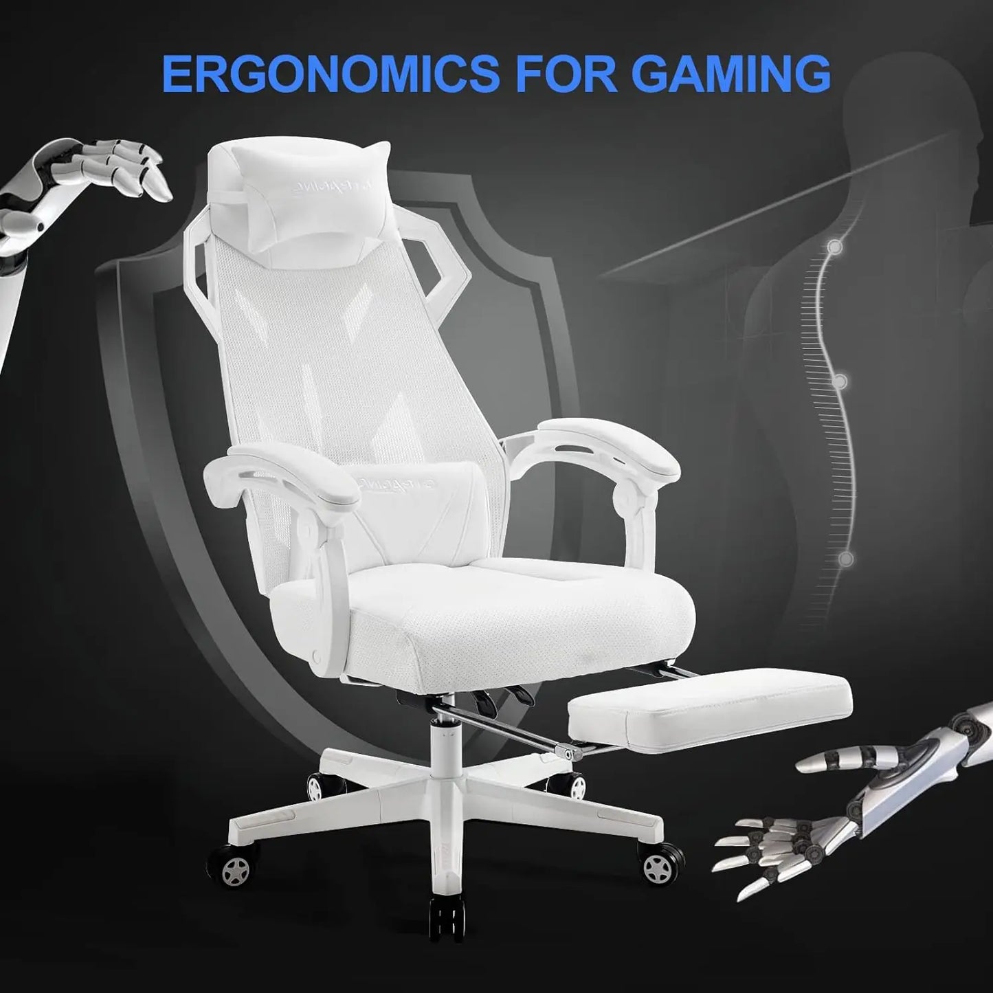 GTRACING Gaming Chair, Computer Chair with Mesh Back, Ergonomic Gaming Chair w/Footrest, Reclining