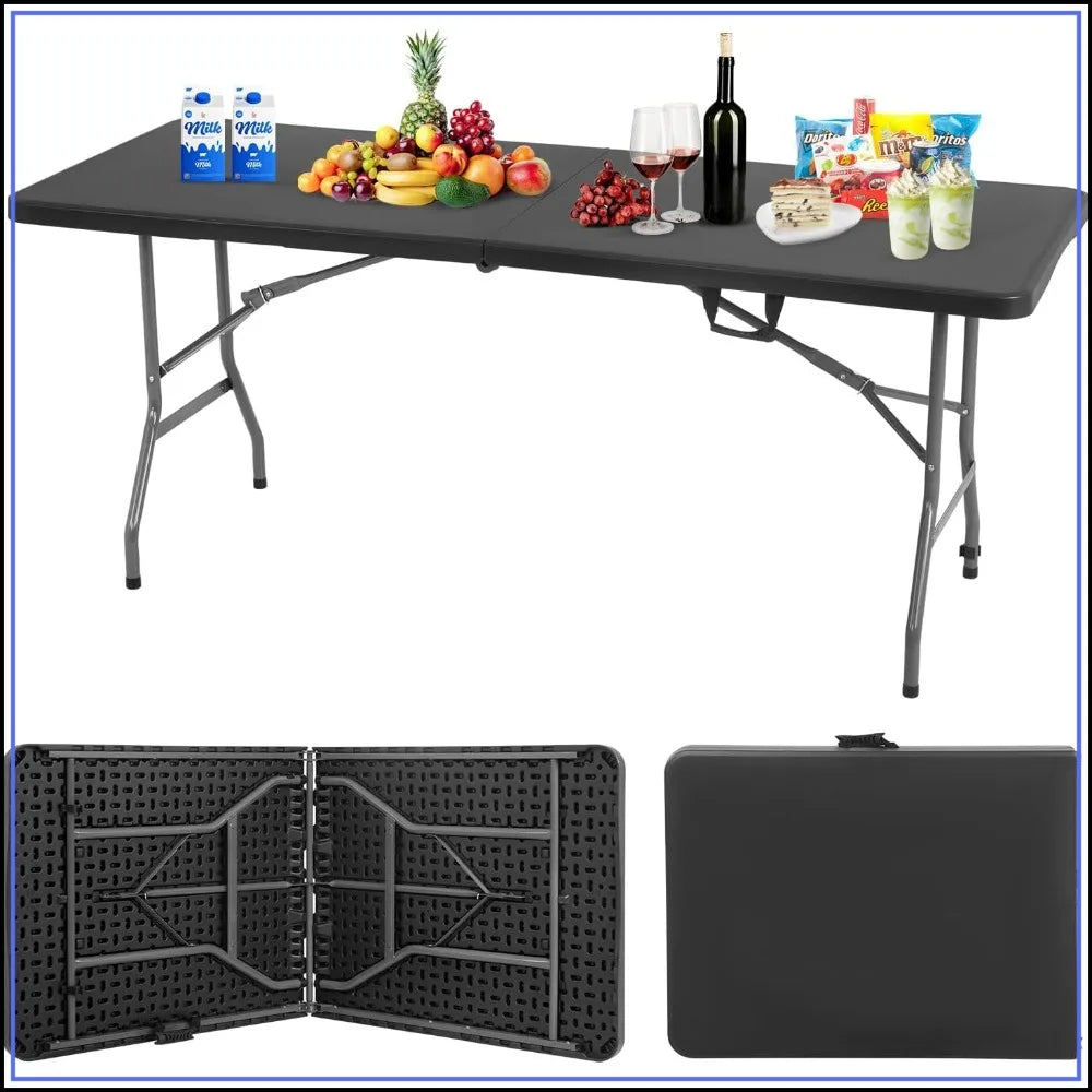 6 FT Folding Camping Table Heavy Duty Plastic Portable Square Dining Table