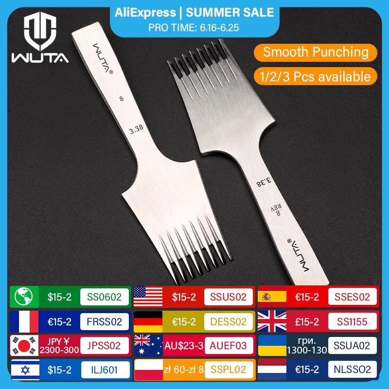 WUTA 1pc High Quality Sharp Leather Chisel French Style Pricking Iron /Polish-2.7/3.0/3.38/3.85mm