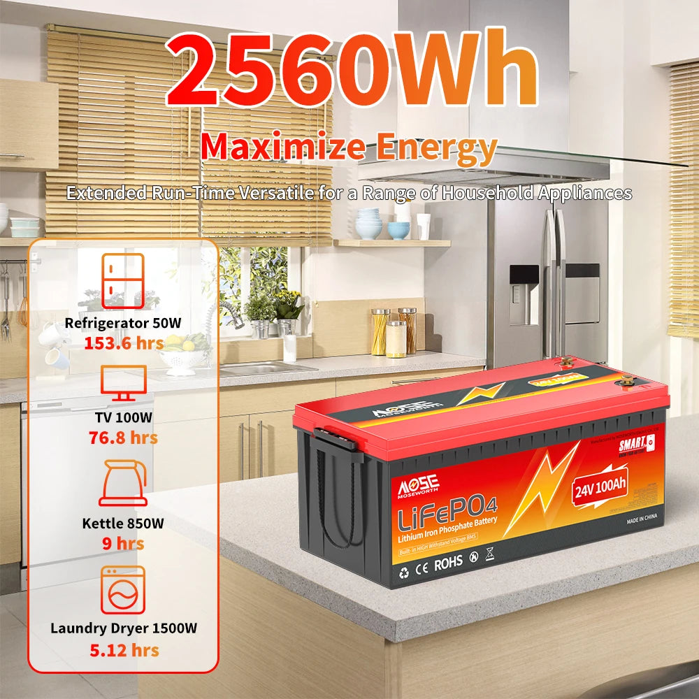 12V 24V LiFePO4 Battery w/Bluetooth 100Ah 140Ah 168Ah Lithium Iron Phosphate Battery Rechargeable