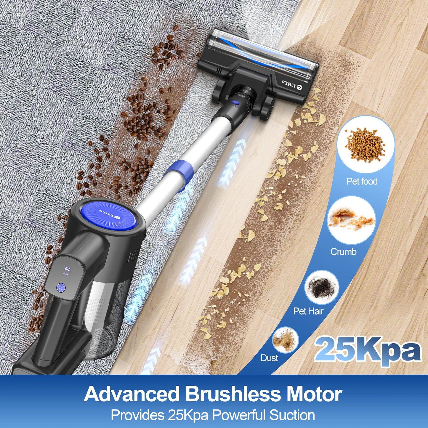 INSE Cordless Vacuum Cleaner, 235W Brushless Motor, 40Min Runtime, 6 in 1 Lightweight Bagless Vacuum