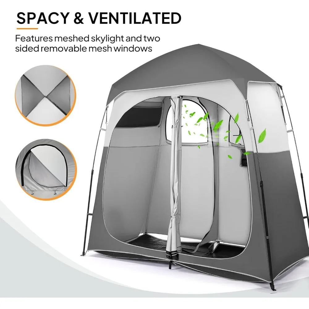 Vingli 2-Room Shower Tent: 7.5ft Pop-Up Shelter with Carry Bag, Ideal for Portable Toilets