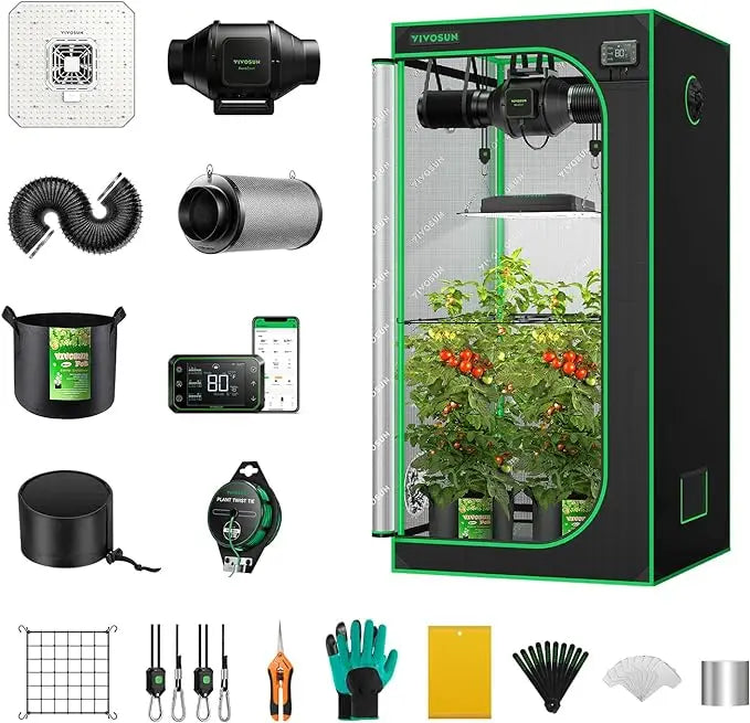 VIVOSUN GIY Smart Grow Tent System 3x3 WiFi-Integrated Grow Tent Kit, w/Ventilation