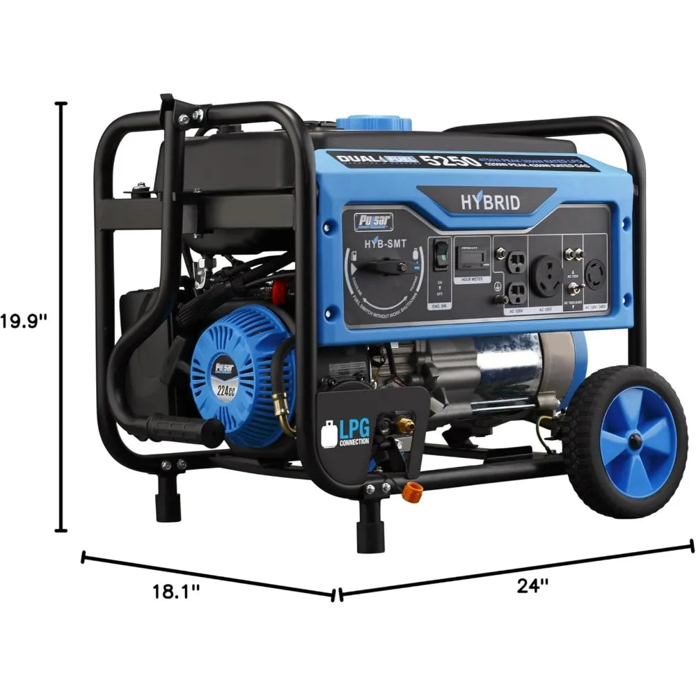 Pulsar Hybrid 5,250W Dual Fuel Portable Generator with Switch and Go Technology, PG5250B