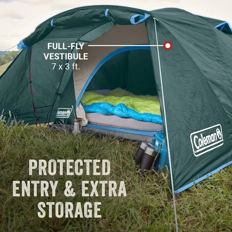 COLEMAN Skydome Tent w/Full-Fly, 2/4/6 Person Tent w/ Rainfly, Carry Bag, Storage Pockets