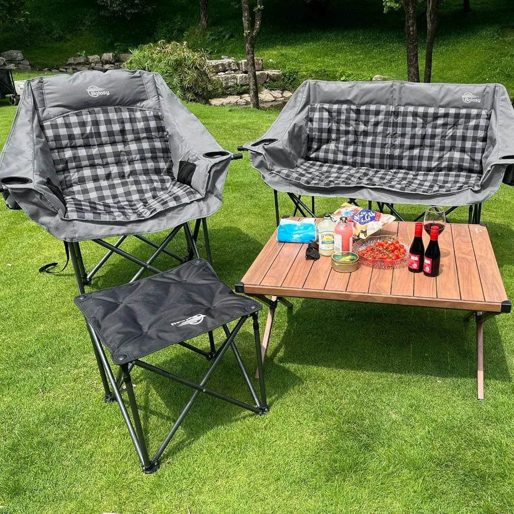 Oversized Camping Chairs for Adults Heavy Duty Padded Portable Lawn Chair /Supports 500 lbs