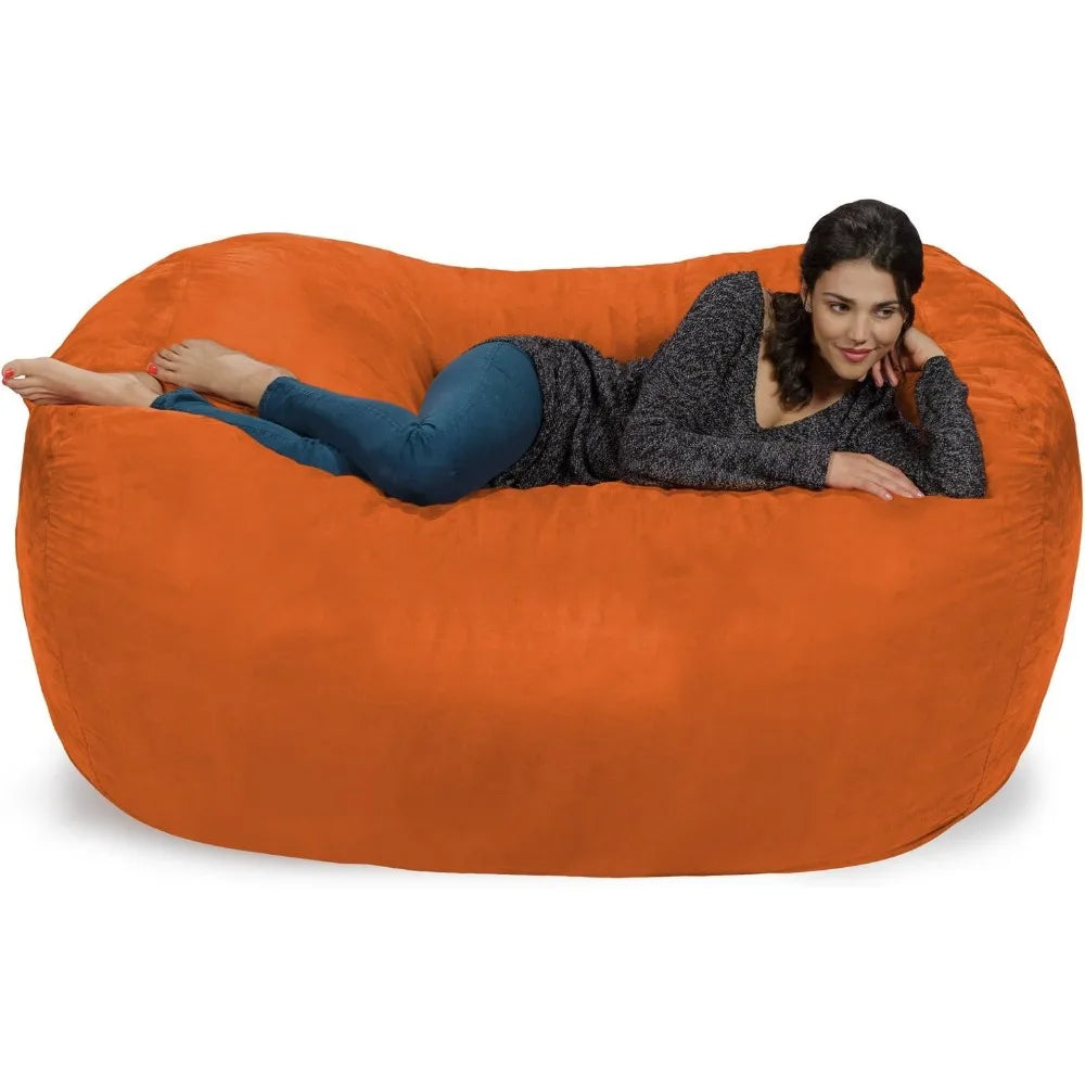 Chill Sack Bean Bag Chair/6' Memory Foam Furniture Bag & Large Lounger Soft Microfiber Cover/Orange