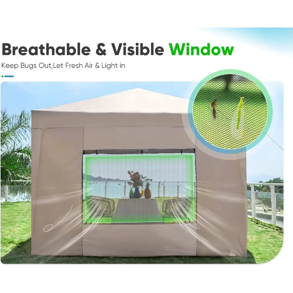 10'x10' Pop up Canopy Tent w/ Sidewalls, Enclosed Instant Outdoor Gazebo Shelter/ Waterproof