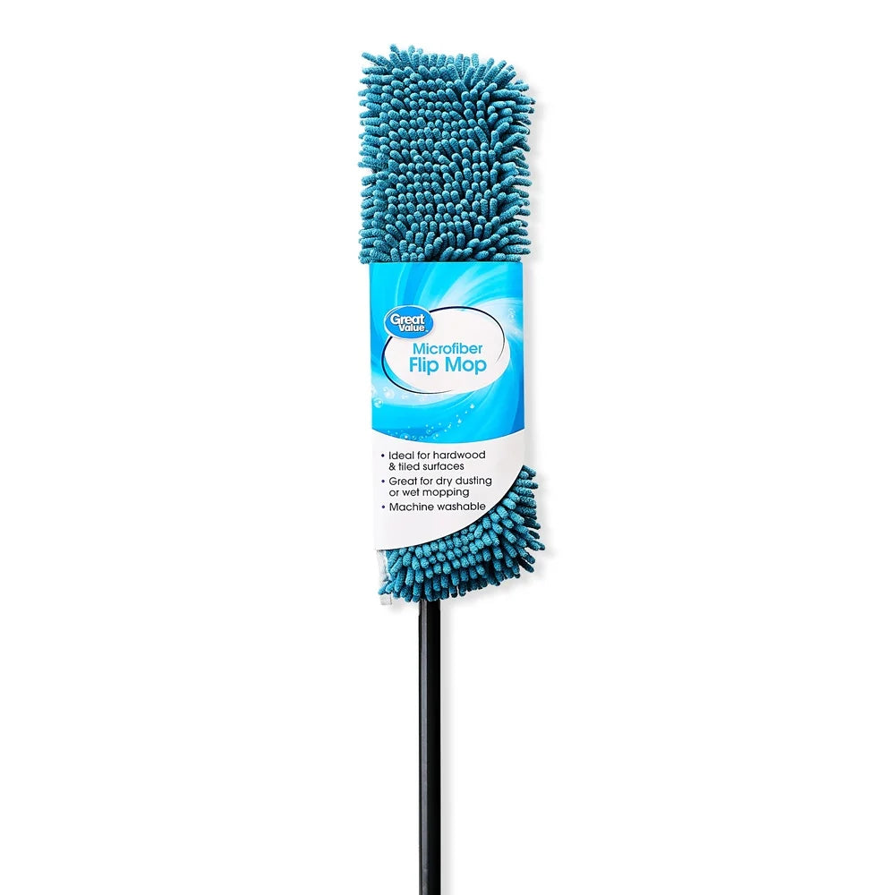 Microfiber Flip Dust Mop Extra Absorbent Dry Wet Mop Cushion Grip Handle Machine Washable