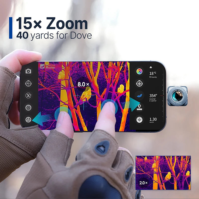 50Hz X2 Night Vision to Hunt 15X Zoom Thermal Monocular Imaging Camera Binocular/Thermal Master