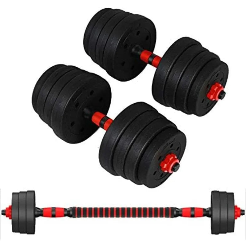 Adjustable Dumbbell Barbell Set (66LB) Weight with Connecting Rod 2 in 1  Workout Exercise Equipment