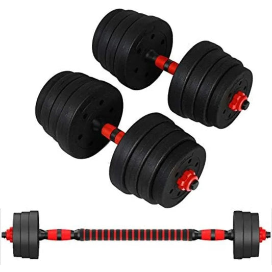 Adjustable Dumbbell Barbell Set (66LB) Weight with Connecting Rod 2 in 1  Workout Exercise Equipment
